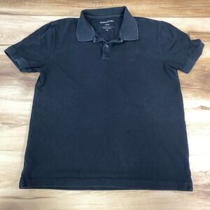 Banana Republic Polo Shirt Mens M Minimalist Cotton Pique Black Classic Casual